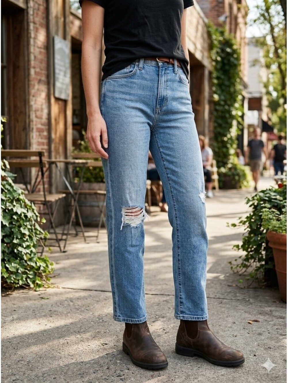 Joes Jeans 25 The Honor High Rise Vintage Straight Distressed Leg Denim
